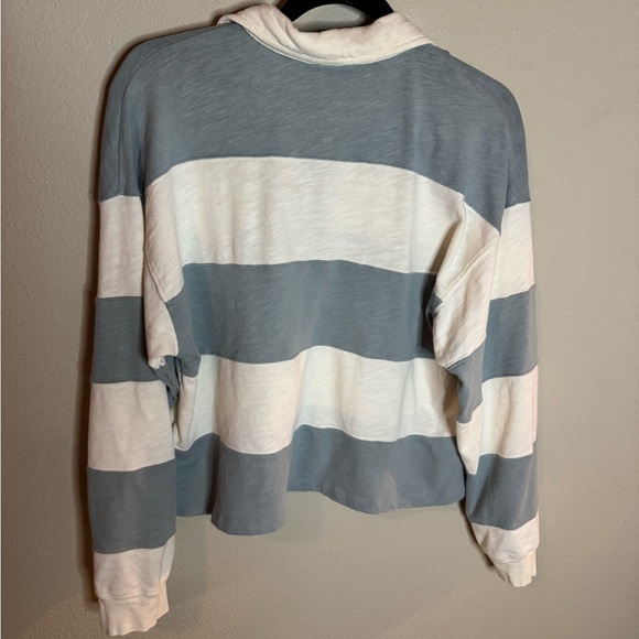 Marine Layer Blue Cream Striped Rugby Top Medium - Picture 2 of 8